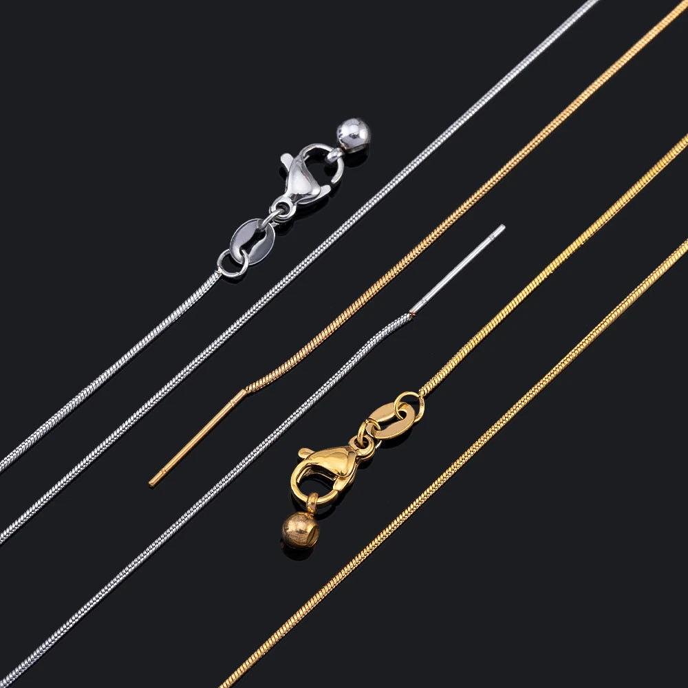 5pcs 1pc Stainless Steel Round Snake Chain Lobster Clasp Adjustable Stick with Silicon Bead Necklace Part Fashion Jewelry Making