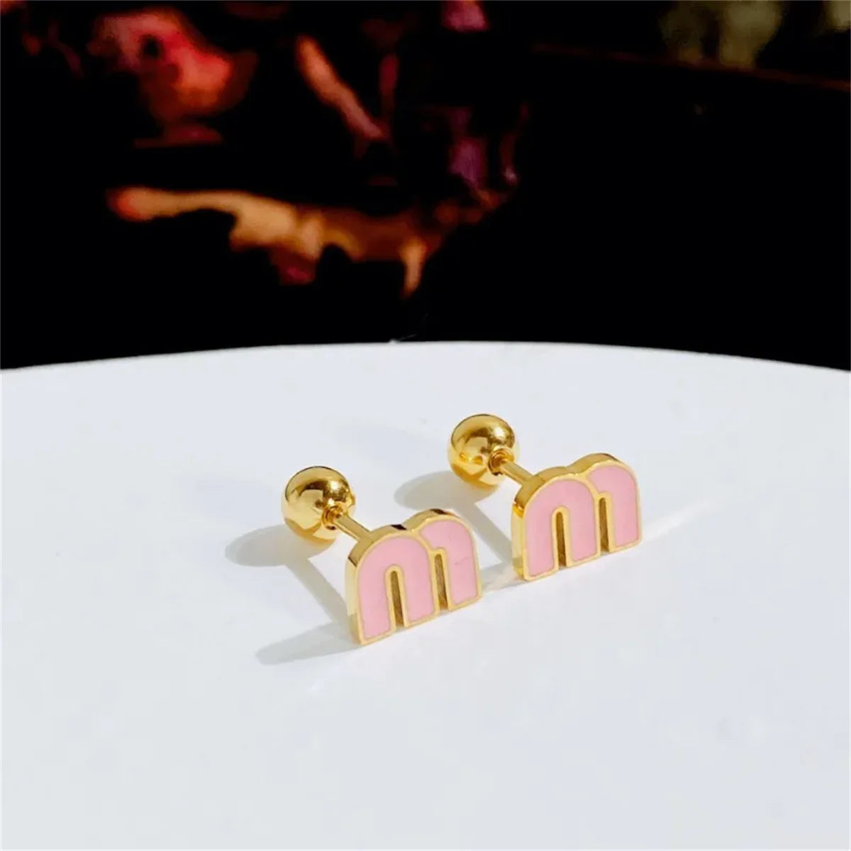 2/6pcs 18k Gold-plated Titanium Steel Letter M Stud Earrings for Women,Delicate Cute Tiny Earrings Jewelry Gift