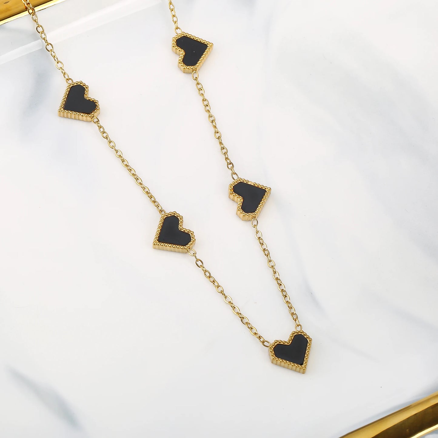 3Pcs 18k Gold-Plated Heart Shape Necklace Earrings Bracelet Jewelry Set Classic For Woman Fashion Party Jewelry Gift Daily Wear