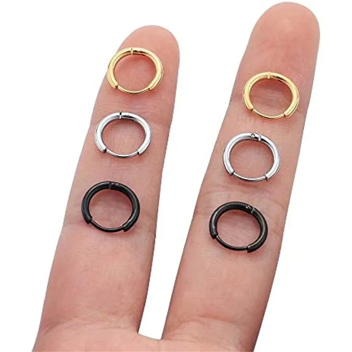 2/6pcs 316L Stainless Steel Huggie Hoop Earrings for Women Men,Cartilage Tragus Helix Daith Hypoallergenic Piercing Jewelry