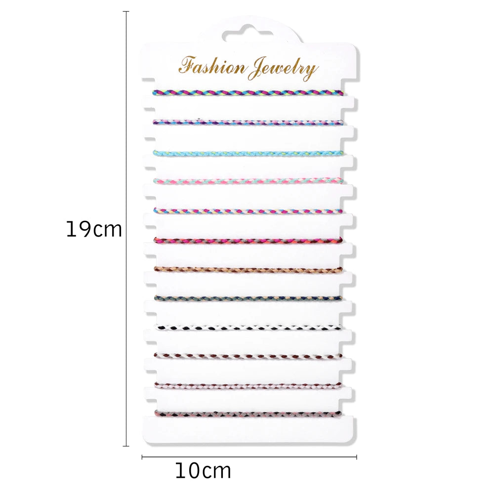 Wholesale 12Pcs/Set Colorful Natural Stone Bracelets Adjustable Rope Braided Bracelet Handmade Bohemia Bracelets with Cards
