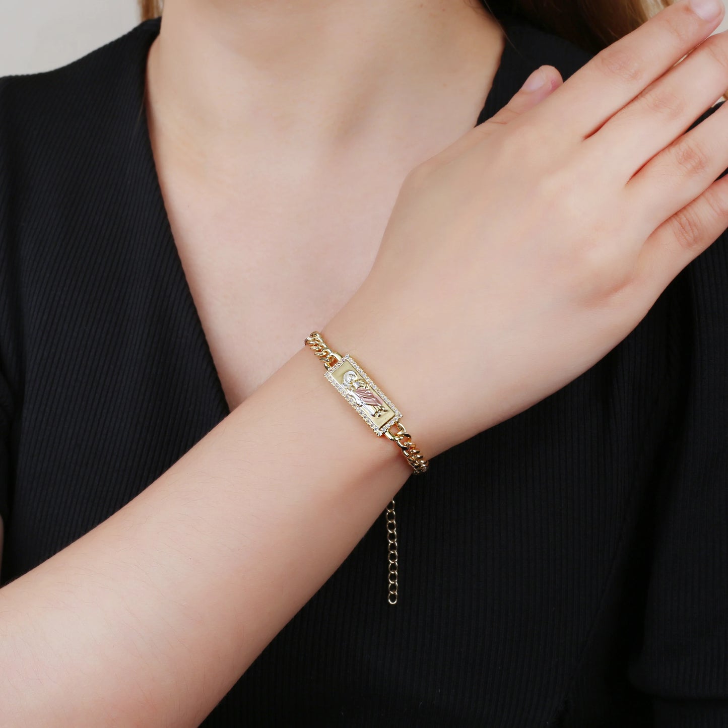 High Quality St. Jude Bracelet Copper Drip Oil Madonna Bracelet For Woman Man Party Birthday Daily Wear Religious Jewelry Gift