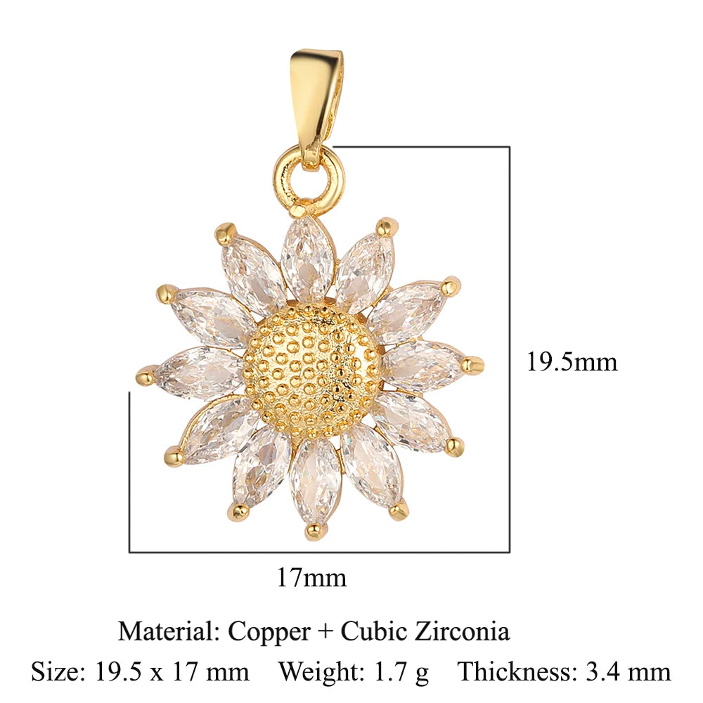 3pcs/Lot Cross Sunflower Cubic Zirconia Pendant Life Tree Maple Leaf Grape Cherry Brass CZ Charms DIY Jewelry Necklace Pendants