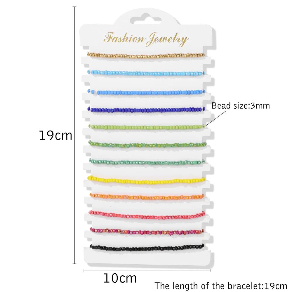 Wholesale 12Pcs/Set Colorful Natural Stone Bracelets Adjustable Rope Braided Bracelet Handmade Bohemia Bracelets with Cards