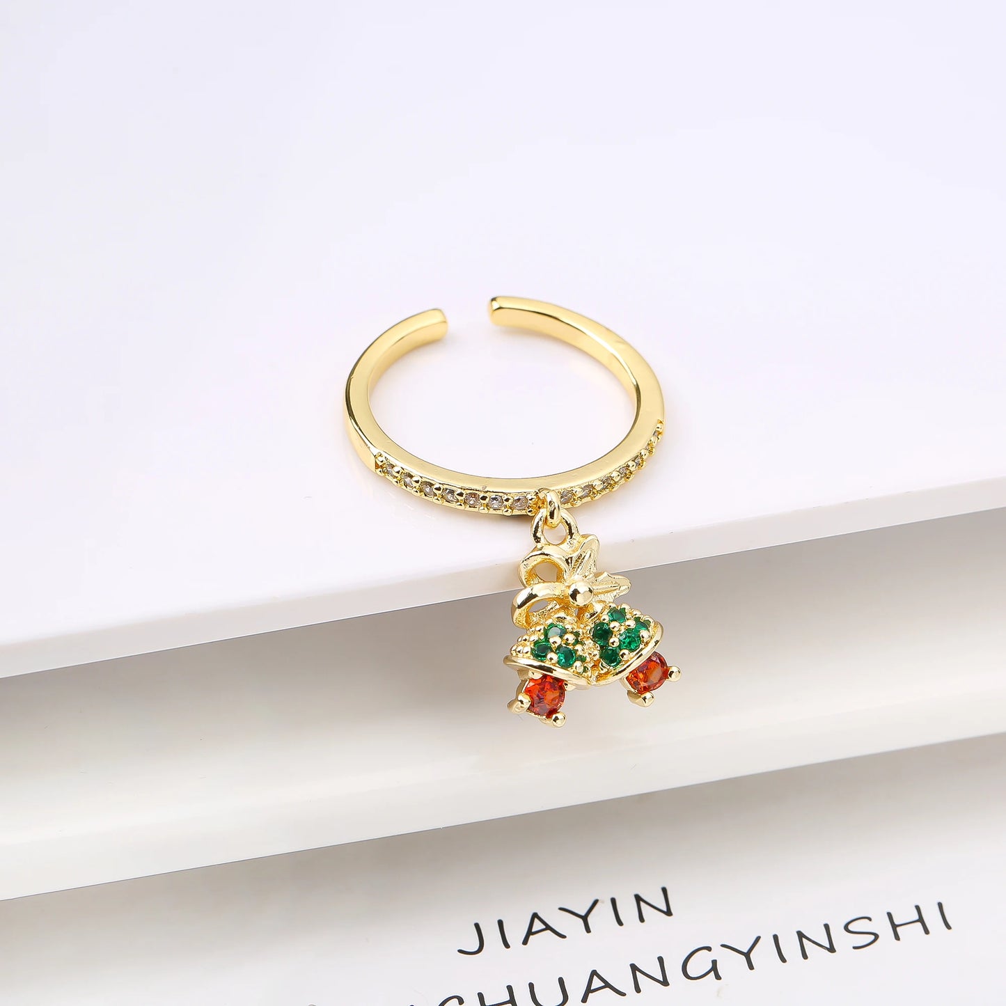 Sweet And Lovely Fruit Cherry Crystal Zirconia Opening Adjustable Ring Simple For Woman Girl Daily Party New Fashion Jewelry