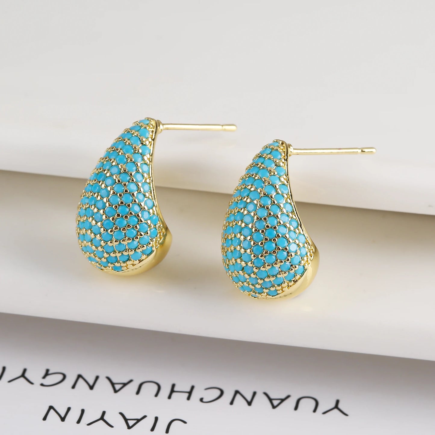Luxury Shiny Full Zirconia Comma Studs Earrings Fashion Water Drops Crystal Earrings Charming for Women Daily Party Jewelry