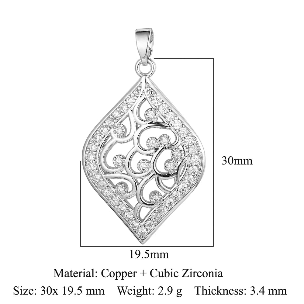 3pcs/Lot Cross Sunflower Cubic Zirconia Pendant Life Tree Maple Leaf Grape Cherry Brass CZ Charms DIY Jewelry Necklace Pendants