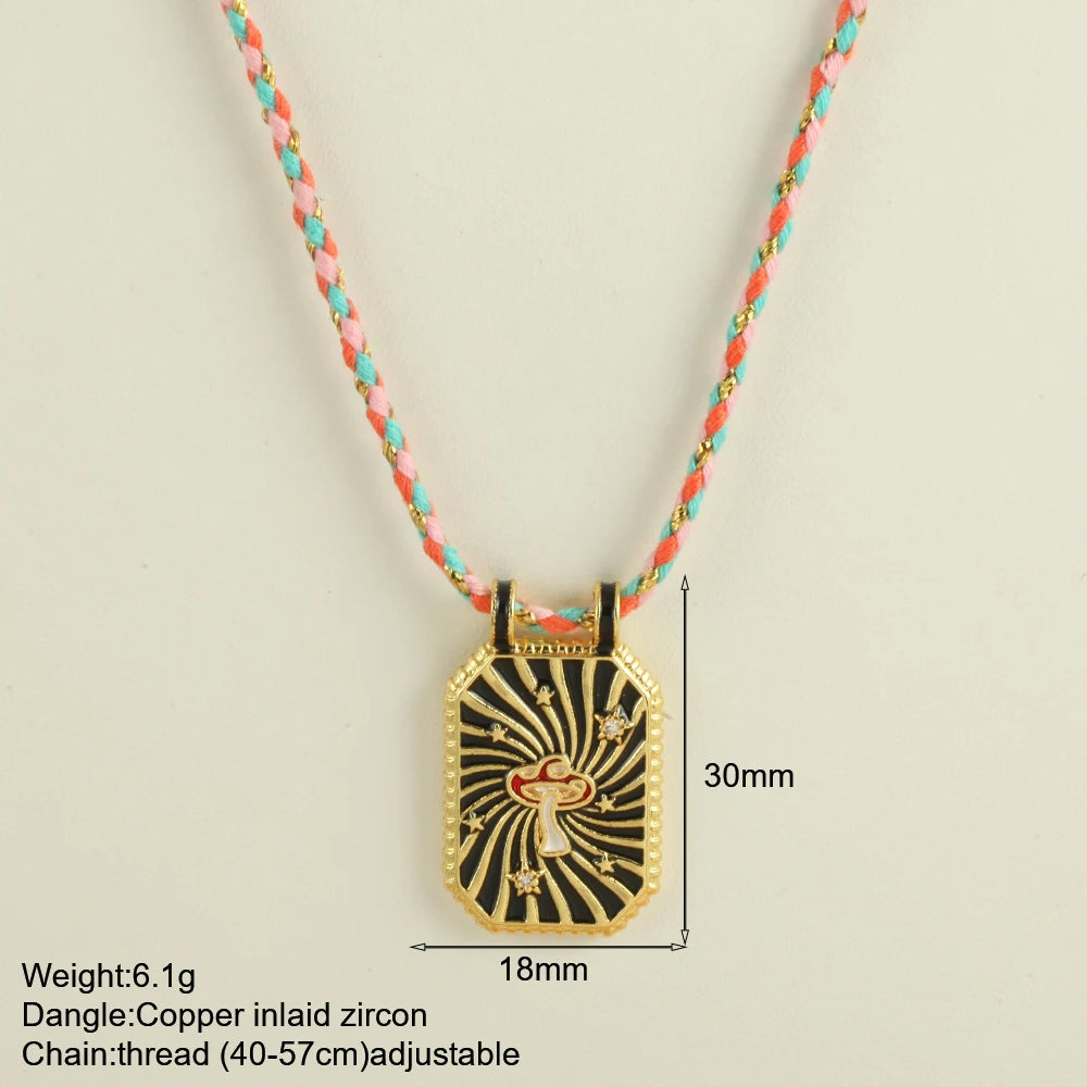 Bohemian POP Art Heart Necklace For Women Gothic Evil Blue Eye Collars Handwoven Wool Chain Choker Tarot Card Summer Jewelry