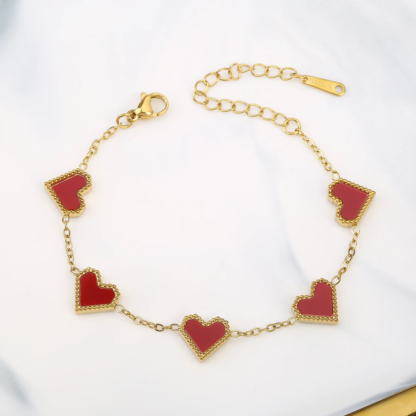 3Pcs 18k Gold-Plated Heart Shape Necklace Earrings Bracelet Jewelry Set Classic For Woman Fashion Party Jewelry Gift Daily Wear