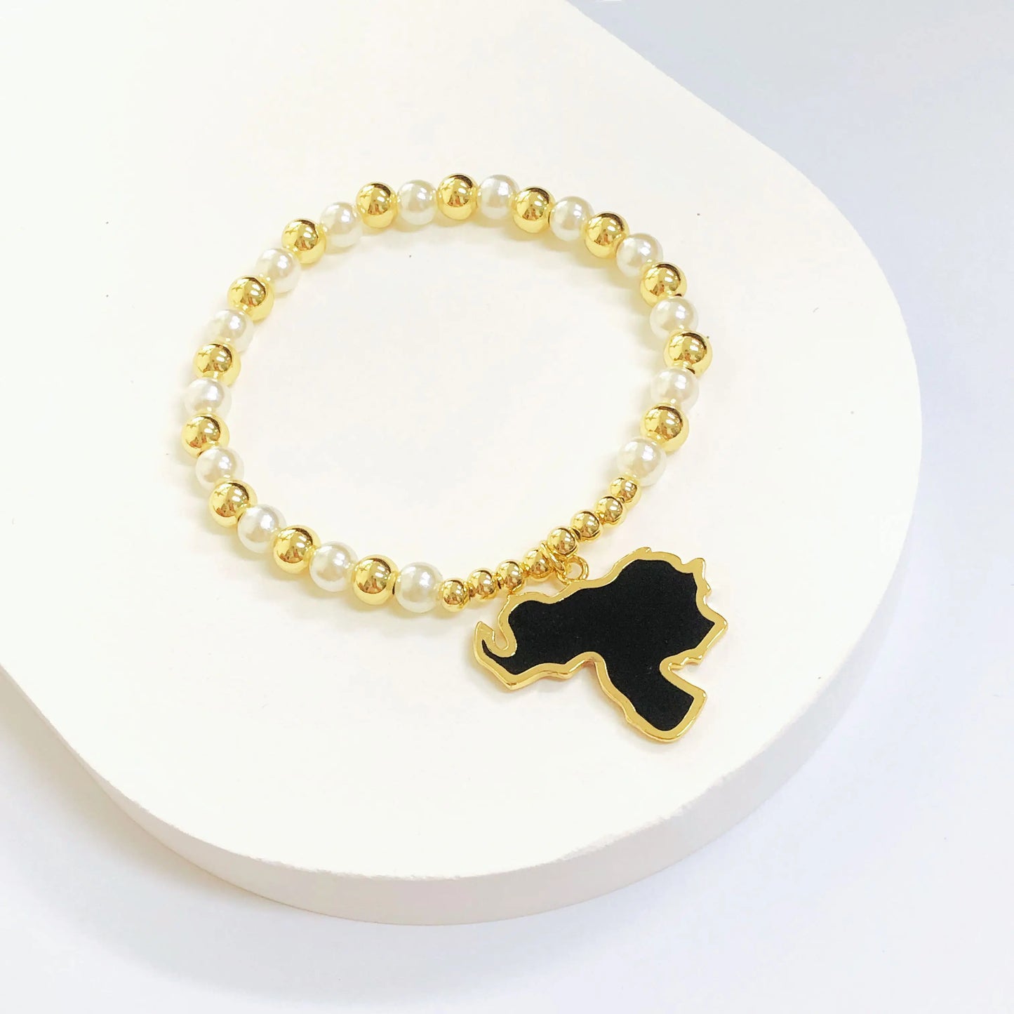 New Fashion Venezuelan Mexican Dominican Map Pendant Woven Pearl Chain Bracelet for Men Women Party Jewelry National Day Gift
