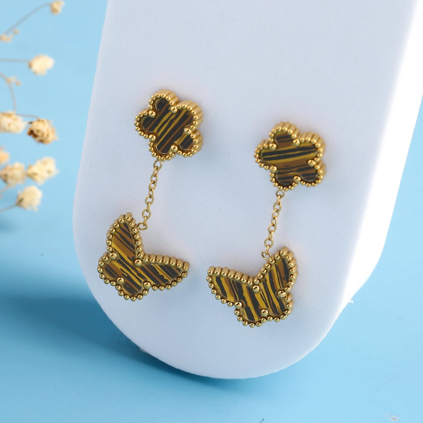 6 Colors Simple Botanical Five Leaf Flower Stainless Steel Stud Earring Classic for Woman Party Jewelry Accessories Clover