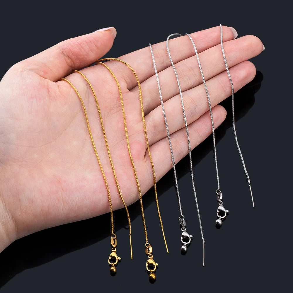 5pcs 1pc Stainless Steel Round Snake Chain Lobster Clasp Adjustable Stick with Silicon Bead Necklace Part Fashion Jewelry Making