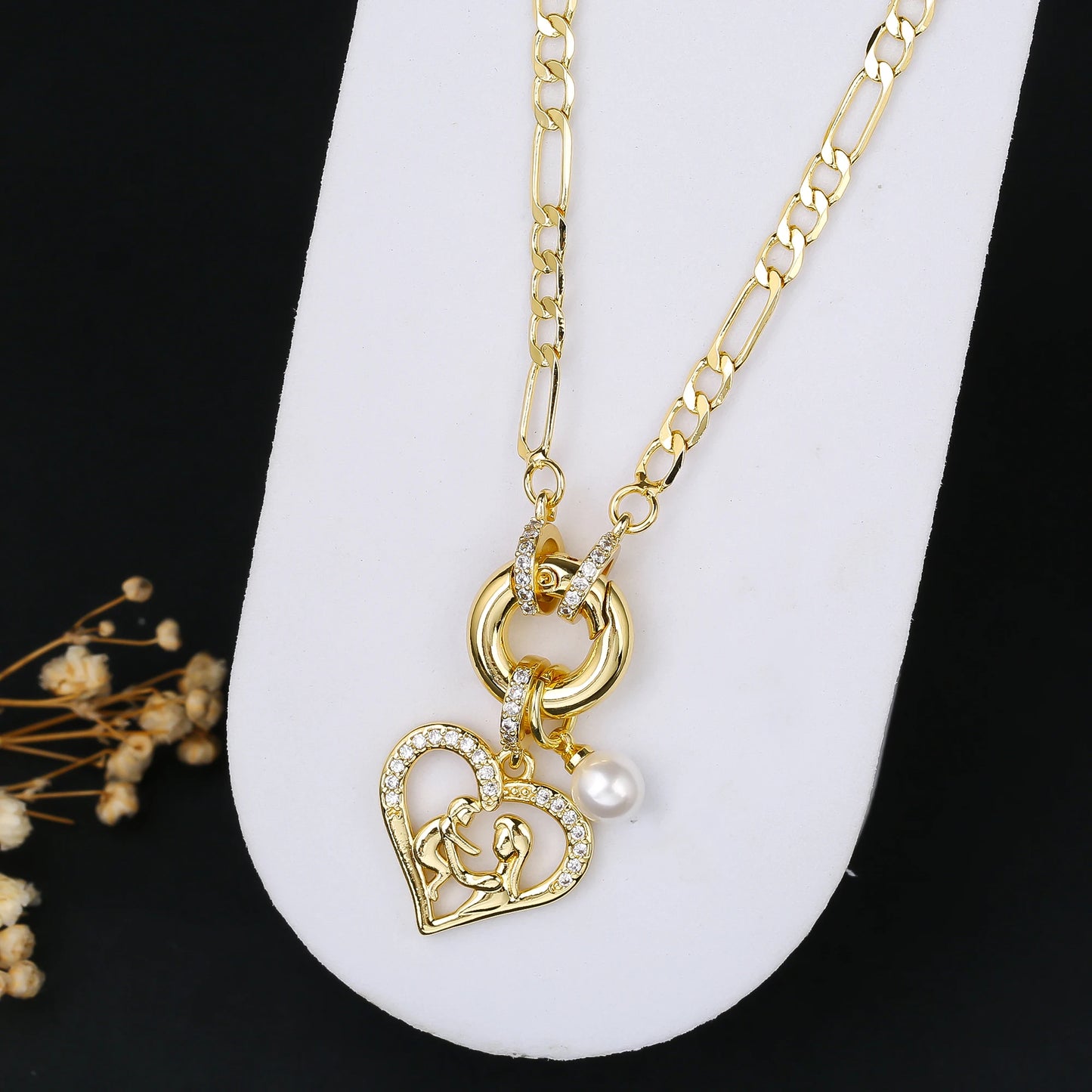 6 Style Mother's Day Gift Heart Shape Mom Pendant Gold Plated Necklace Classic for Woman Party Birthday Aesthetic Jewelry Gift