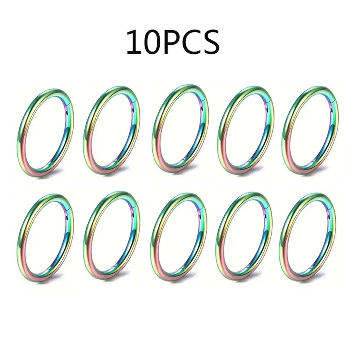 5/10Pcs 16G Stainless Steel Hinged Nose Rings Hoop Septum Clicker Tragus Helix Cartilage Daith Rook Earring Piercing Jewelry