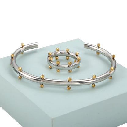 Trendy Round Ball Beaded Bracelets Bangles High Quality Stainless Steel Twist Balls Dots Bead Bangle for Women Jewelry Wholesale