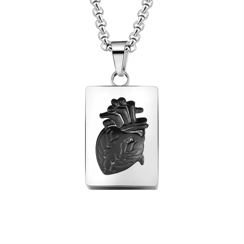 Puzzle Anatomical Heart Pendant Necklaces For Women Men Stainless Steel Hip Hop Punk Chain Necklace 2024 New Couple Jewelry Gift