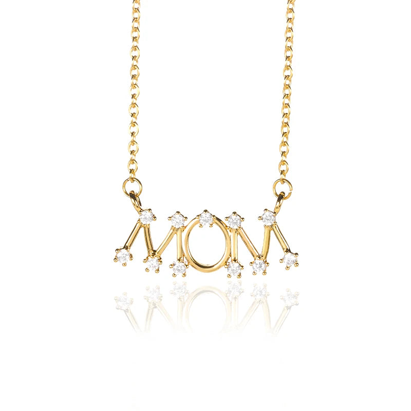 Mom 's Baby Stainless Steel Gold Color Chain Necklace For Women Double Love Heart Necklace Mother's Day Christmas Gift Jewelry