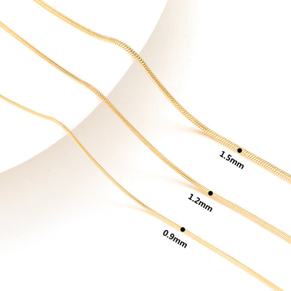 5pcs Wholesale 0.9/1.2/1.5mm Plated 18K Gold Snake Round Chain Necklace for Men Women Silver Necklaces Fashion DIY Jewelry