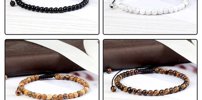 Adjustable 4mm Chakra Beads Bracelet Mini Natural Stone Agats Lava Tiger Eye Beaded Bracelets & Bangles Women Men Gift Jewelry