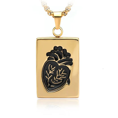 Puzzle Anatomical Heart Pendant Necklaces For Women Men Stainless Steel Hip Hop Punk Chain Necklace 2024 New Couple Jewelry Gift