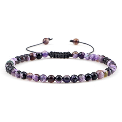 Adjustable 4mm Chakra Beads Bracelet Mini Natural Stone Agats Lava Tiger Eye Beaded Bracelets & Bangles Women Men Gift Jewelry