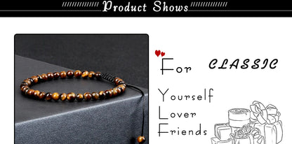 Adjustable 4mm Chakra Beads Bracelet Mini Natural Stone Agats Lava Tiger Eye Beaded Bracelets & Bangles Women Men Gift Jewelry