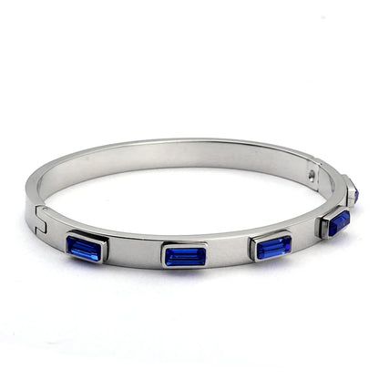 Luxury Open Cuff Bangles Bracelets Crystal Zirconia Rose Gold Color Stainless Steel Bracelet for Women Men  Fashion Jewelry