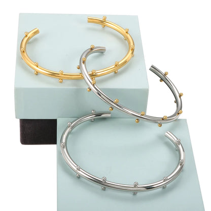 Trendy Round Ball Beaded Bracelets Bangles High Quality Stainless Steel Twist Balls Dots Bead Bangle for Women Jewelry Wholesale