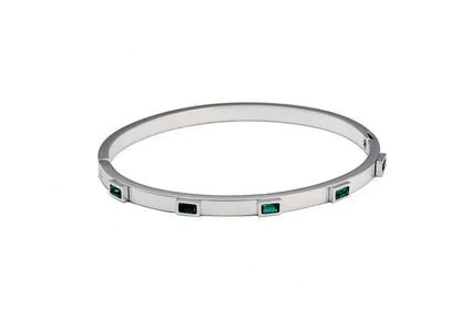 Luxury Open Cuff Bangles Bracelets Crystal Zirconia Rose Gold Color Stainless Steel Bracelet for Women Men  Fashion Jewelry