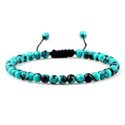 Adjustable 4mm Chakra Beads Bracelet Mini Natural Stone Agats Lava Tiger Eye Beaded Bracelets & Bangles Women Men Gift Jewelry