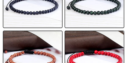 Adjustable 4mm Chakra Beads Bracelet Mini Natural Stone Agats Lava Tiger Eye Beaded Bracelets & Bangles Women Men Gift Jewelry