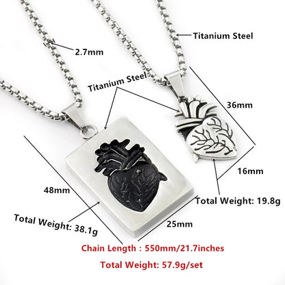Puzzle Anatomical Heart Pendant Necklaces For Women Men Stainless Steel Hip Hop Punk Chain Necklace 2024 New Couple Jewelry Gift
