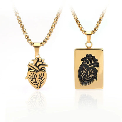Puzzle Anatomical Heart Pendant Necklaces For Women Men Stainless Steel Hip Hop Punk Chain Necklace 2024 New Couple Jewelry Gift