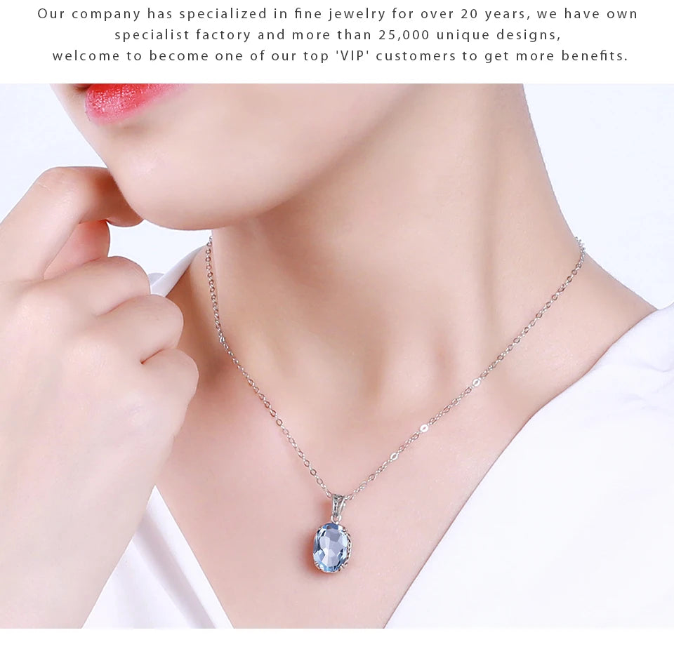 Unique 925 Sterling Silver Necklace Aquamarine Gemstone Pendant Necklaces with Chain for Women Vintage Floral Swan Filigree