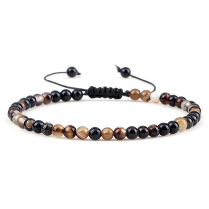 Adjustable 4mm Chakra Beads Bracelet Mini Natural Stone Agats Lava Tiger Eye Beaded Bracelets & Bangles Women Men Gift Jewelry