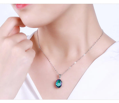 Unique 925 Sterling Silver Necklace Aquamarine Gemstone Pendant Necklaces with Chain for Women Vintage Floral Swan Filigree