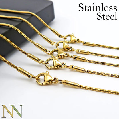 20 Pieces x Stainless Steel Snake Chain Necklace Gold Color Wholesale Snake Necklace for Women Men Jewelry Making