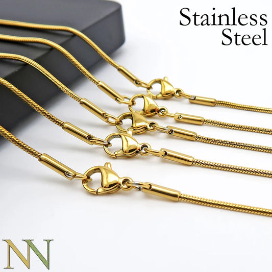 20 Pieces x Stainless Steel Snake Chain Necklace Gold Color Wholesale Snake Necklace for Women Men Jewelry Making