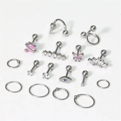 2-16Pcs 16G Cartilage Earring, Hypoallergenic Tragus Conch Helix Studs Earrings Daily Decor Jewelry For Women Men Girls