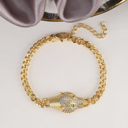 INS Hot Sale Domineering Animal Leopard Head Adjustable Bracelet For Men Women Luxury Party Jewelry Couple Gifts Wholesale