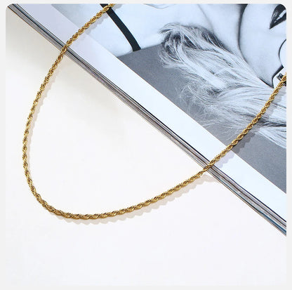 Vnox Dainty Gold Color Rope Chain Necklaces for Women Men,Chic Twisted Collar, Waterproof Stainless Steel Link 2/3/4/5mm Width
