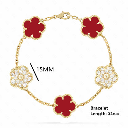Simple 15mm Natural Shell Stone Five-Leaf Flower Set Bracelet Necklace Classic Flower Woman Jewelry Sets For Party Daily Wear