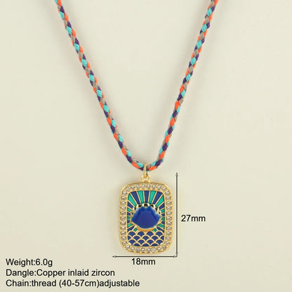Bohemian POP Art Heart Necklace For Women Gothic Evil Blue Eye Collars Handwoven Wool Chain Choker Tarot Card Summer Jewelry