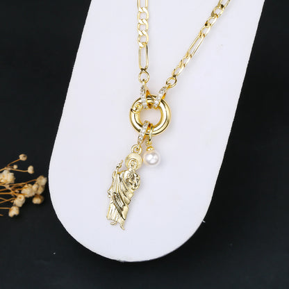 New Creative Religious St. Jude Zirconia Women's Necklace 3:1 Chain Choker Fashion for Woman Casual Trend Jewelry Party Gift