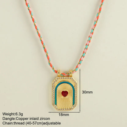 Bohemian POP Art Heart Necklace For Women Gothic Evil Blue Eye Collars Handwoven Wool Chain Choker Tarot Card Summer Jewelry