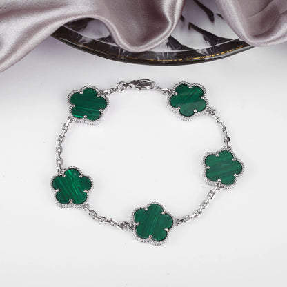 Simple 15mm Natural Shell Stone Five-Leaf Flower Set Bracelet Necklace Classic Flower Woman Jewelry Sets For Party Daily Wear