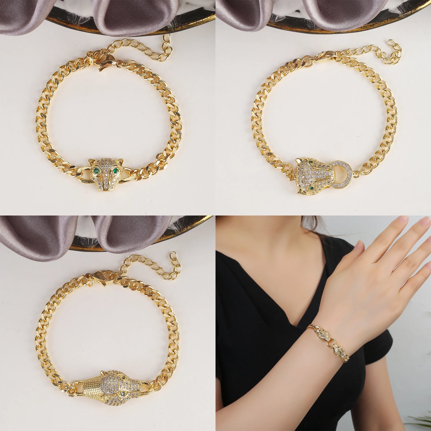 INS Hot Sale Domineering Animal Leopard Head Adjustable Bracelet For Men Women Luxury Party Jewelry Couple Gifts Wholesale