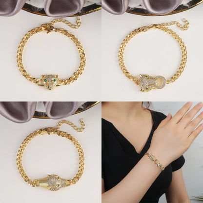 INS Hot Sale Domineering Animal Leopard Head Adjustable Bracelet For Men Women Luxury Party Jewelry Couple Gifts Wholesale