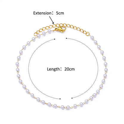 Imitation Pearl Anklets for Women Summer Beach Accessories Stainless Steel Chain Anklet Gold Color Leg Bracelets Bodychain Gifts