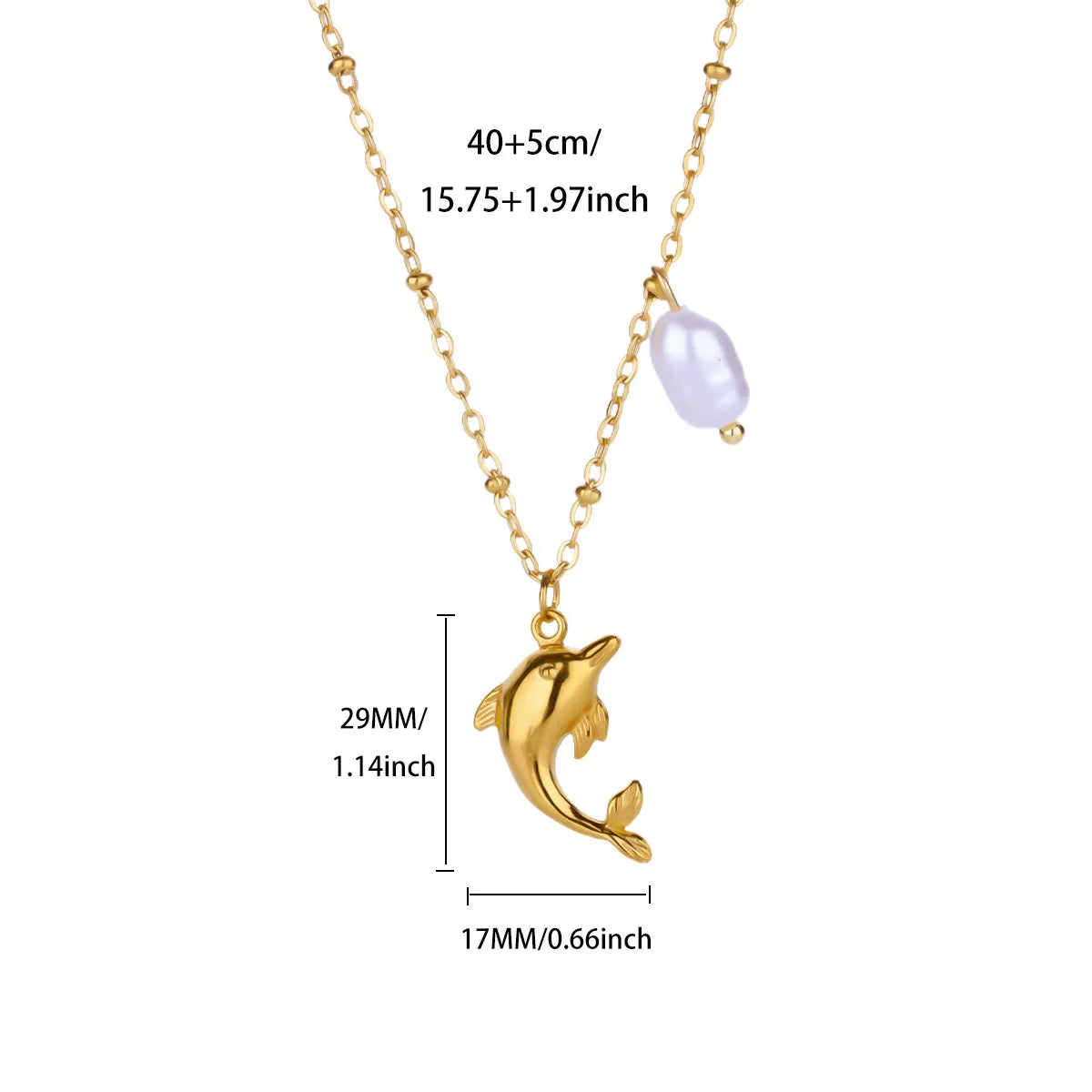Free Shipping Imitation Pearl Dophin Pendant Necklaces For Women Stainless Steel Chain Necklace Aesthetic Wedding Jewelry Gift